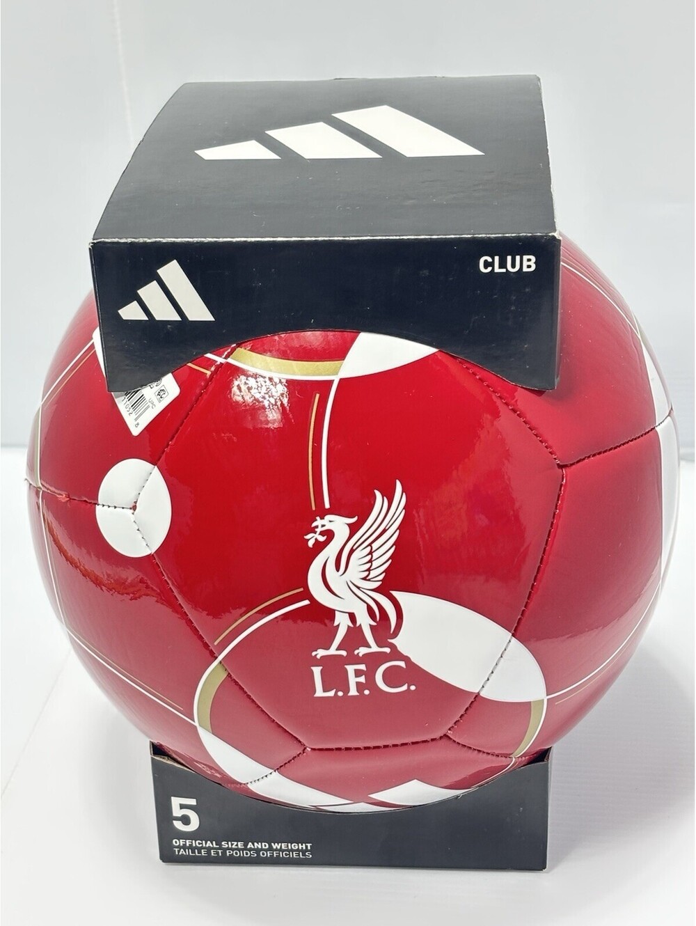 Adidas Liverpool FC Club Soccer Ball Red White L.F.C Size 5 Official Football
